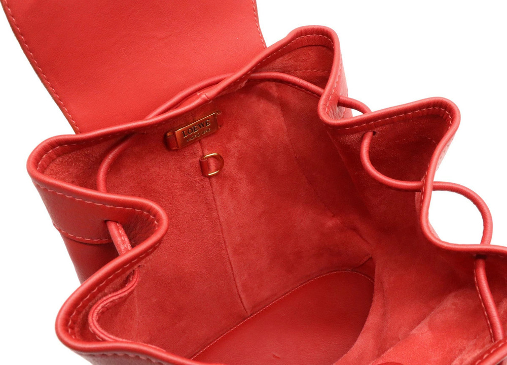 Loewe Backpack Rucksack Leather Red - Picture 5 of 9